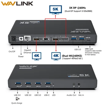 

USB C Universal Docking Station Dual 4K HDMI&DisplayPort with 60W Power Delivery USB Gigabit Ethernet 5K@60Hz HD Display Adapter