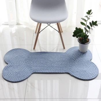 

Cute Bones Shape Hand-Woven Carpets Living Room Bedroom Kids Little Dog Play Game Area Rugs Kitchen Bathroom Non-Slip Door Mat