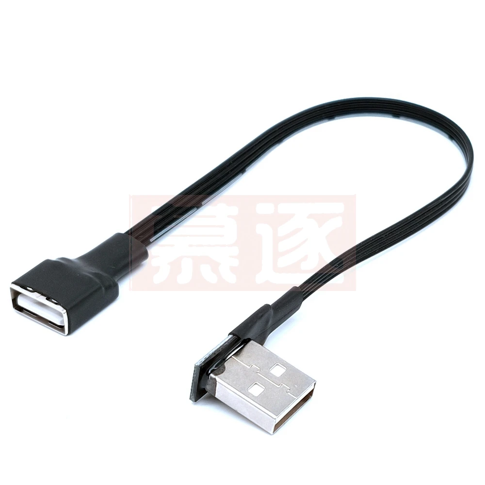 Macho para Fêmea Angular Cabo Adaptador de Extensão Direita Esquerda Baixo Cabo Preto para Cima Usb 2.0 a 90 10cm 20cm 50cm - Imagem 2