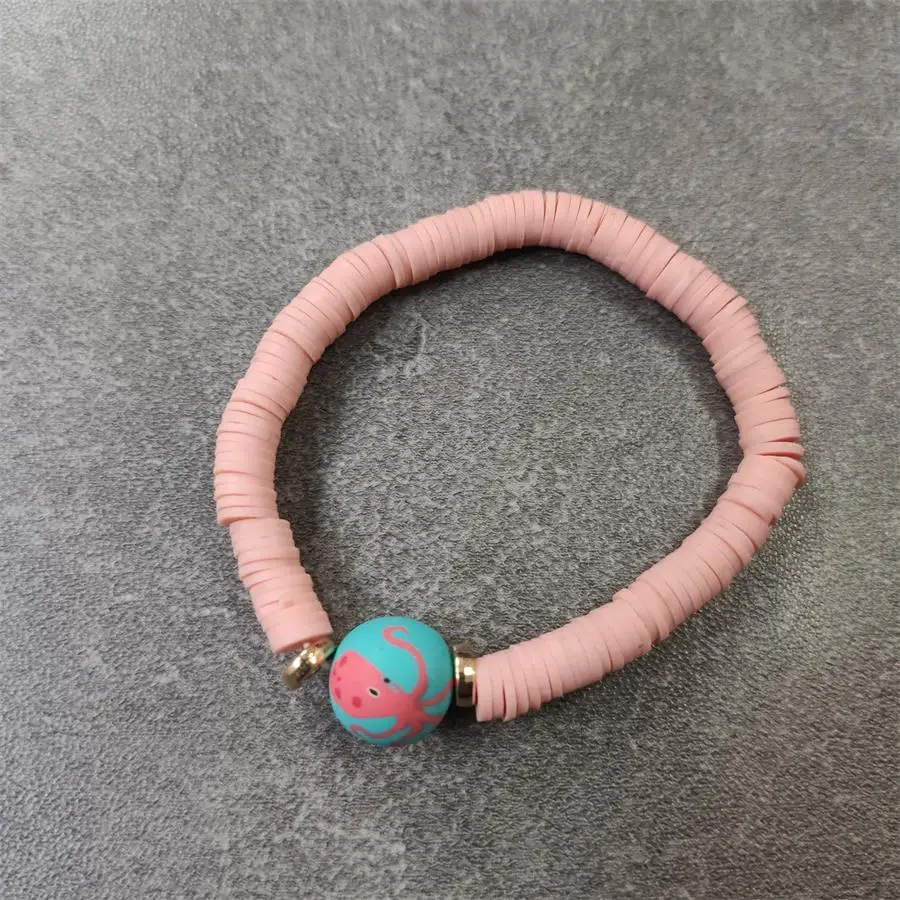pink ball Новая мода резиновое покрытие эластичный браслет из бусин с красочными большими кисточками для женщин Летний пляж призвание ювелирные изделия - Окраска металла: pink ball