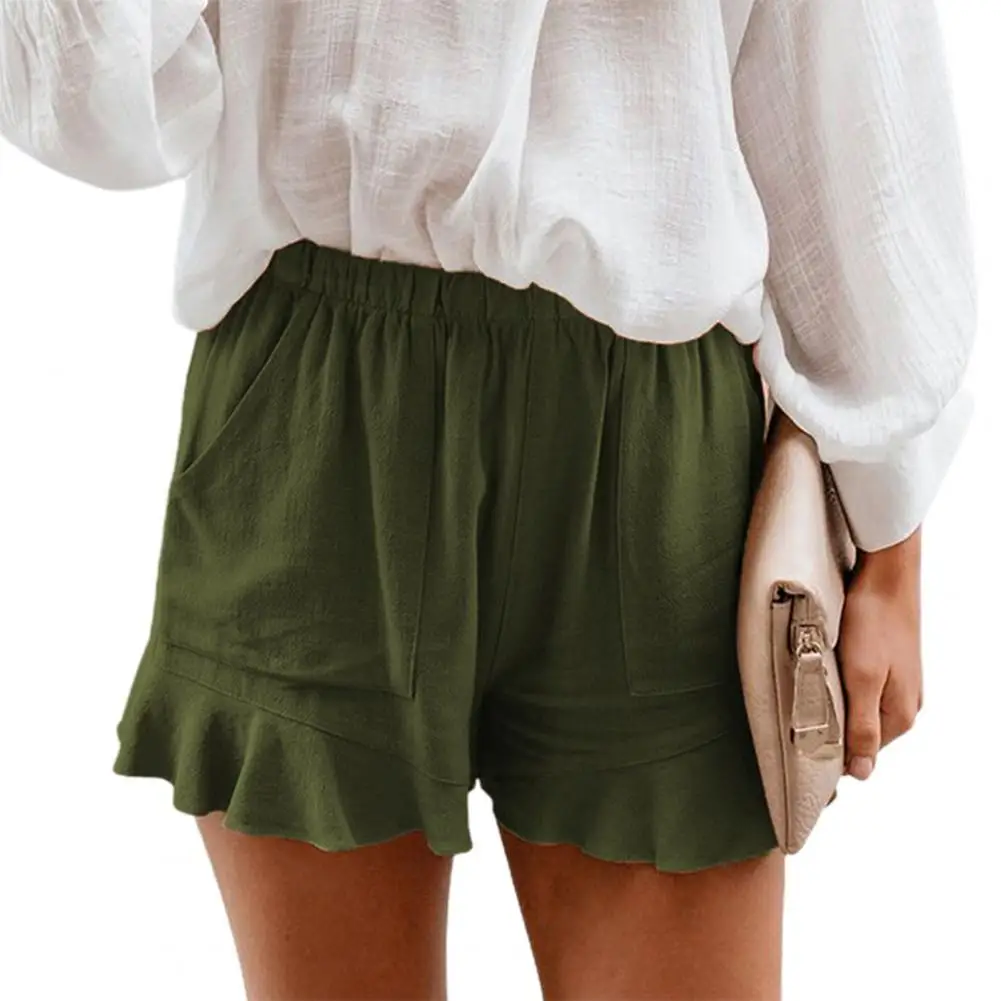 

Summer Shorts Women Elastic Solid Color Shorts Casual High Waist Short Summer Elastic Loose Shorts Beachwear vetement femme