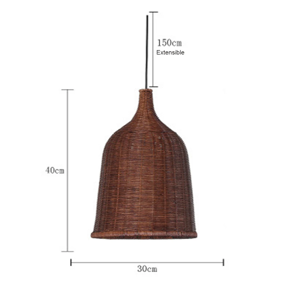 Ручной подвесной светильник из ротанга E27 в японском стиле, подвесной светильник для ресторана, спальни, деревенского искусства, промышленные лампы, Креативный светодиодный светильник - Цвет корпуса: Brown 30x40cm