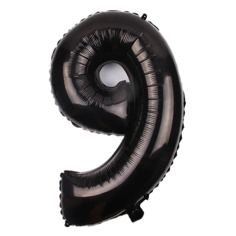 Black number 9 32 inch red black digital balloon inflatable air ball figure digital foil birthday party wedding decoration ball - Цвет: Black number 9