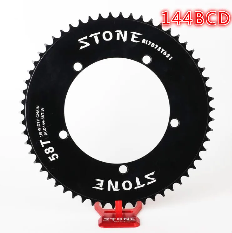 Stone 144 BCD chainring fixed gear track fixie bike Round single 42T 46T 48T 50T 52t 54 58t 60t mountain MTB Chainwheel 144bcd 42t 44t 46t 48t 52t bike crankset protective sleeve chainwheel guard chainring cover bicycle chainwheel protector