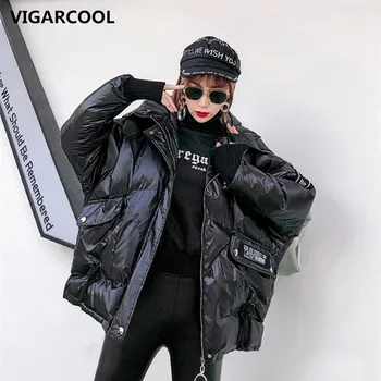 

waist cotton coat women ins Hong Kong style Harajuku short thick hip-hop style jacket female winter large size cotton clothing