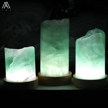 

Natural Green Fluorite Stone LED Light Lamp Decoration Jewelry,Fluorite Lamp JewelryHome Decor Healing Lamp MIneral Jewelry