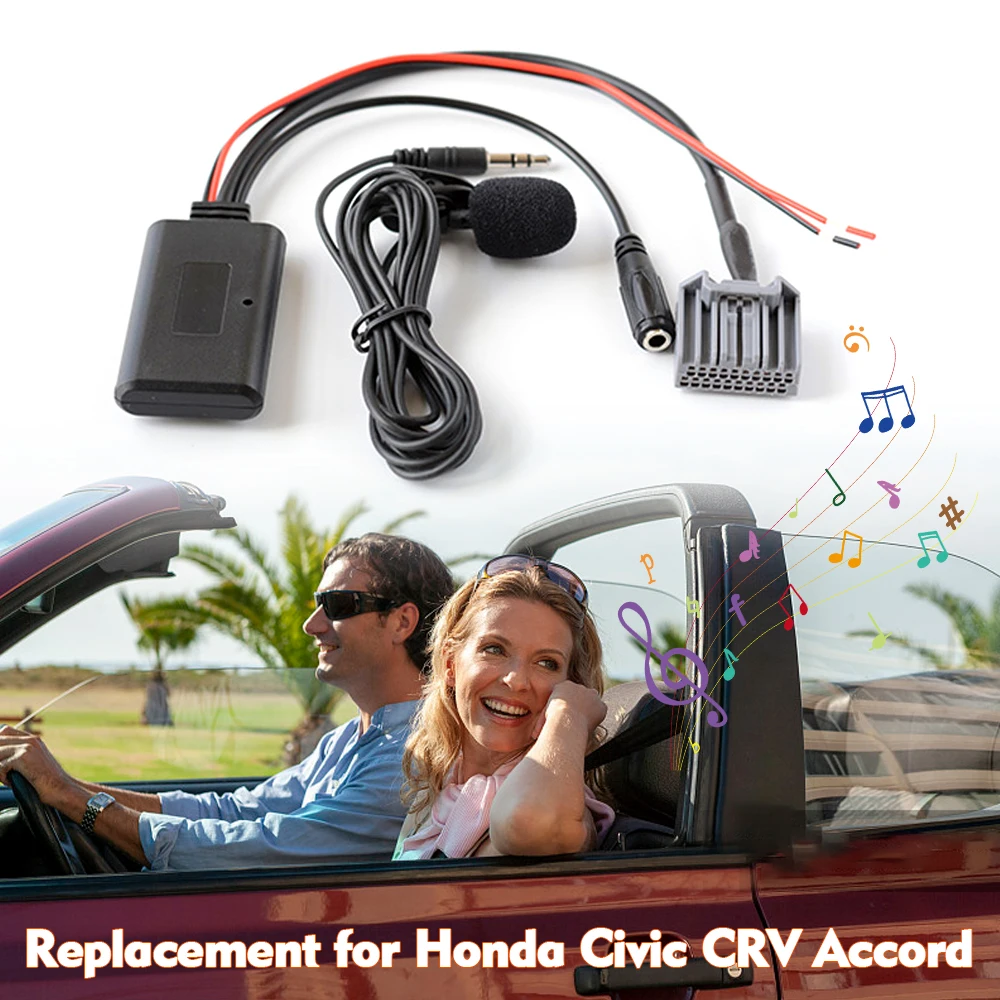 Car AUX Audio BT Adapter with Microphone Wireless Replacement for Honda Civic CRV AccordCables