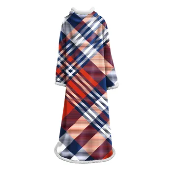 

Geometric Lattice Thickened Printed Sleeve Blanket Adult Warm Coral Fleece Blanket Home Travel Can Wear Blankets With Sleeves