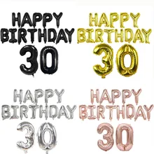 

Happy Birthday Foil Balloon Set for Adults Birthday Decor 16inch Alphabe Letter 32Inch Number Balloons for 18/21/30/40/50/60th