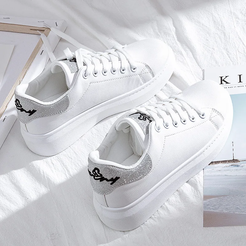 

INS Street Snap Hot Selling 2018 Skateboard Shoes Children Autumn Korean-style Versatile Flat Lace-up White Shoes Women's CHIC W