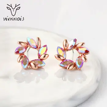 

Viennois Korean Style Sweet Cute Crystal Flower Stud Earrings For Women Shiny Crystal Statement Earrings Korean Fashion Jewelry