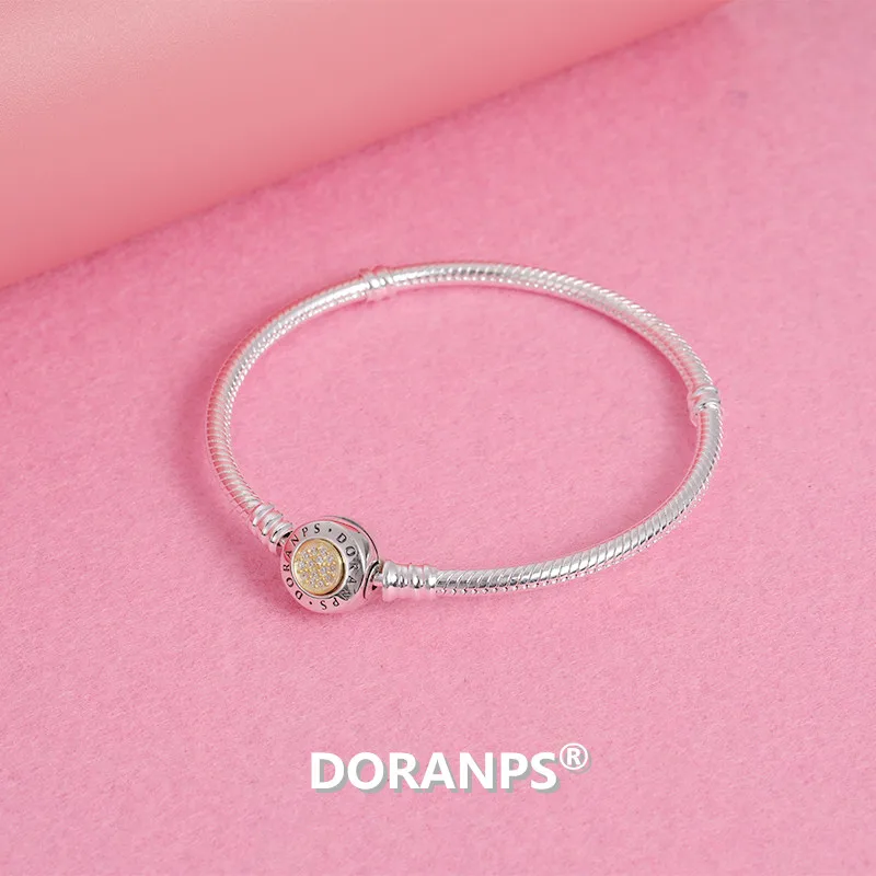 silver Ювелирные изделия DORANPS Серебро 925 бусины Золотой браслет Шарм браслет для женщин Изготовление ювелирных изделий, 1pz - Окраска металла: silver