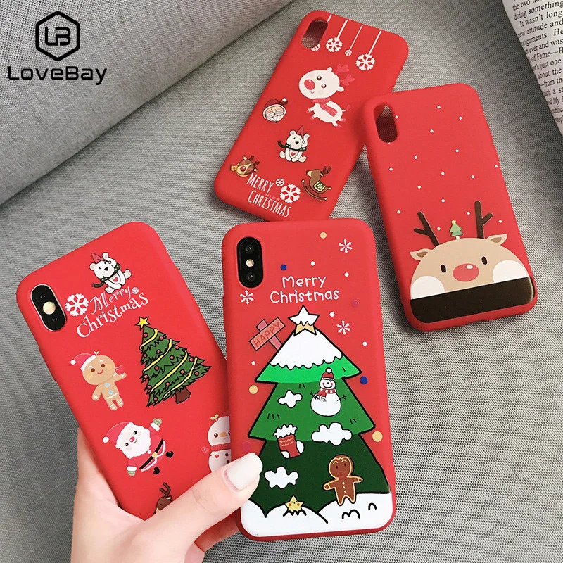 Lovebay прекрасный Рождественский мягкий чехол для iPhone 11 6 S 7 8 Plus Снеговик Лось