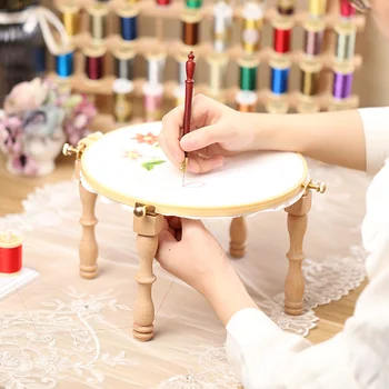 

French embroidery frame desktop embroidery bracket solid wood household cross stitch portable embroidery shed fixed