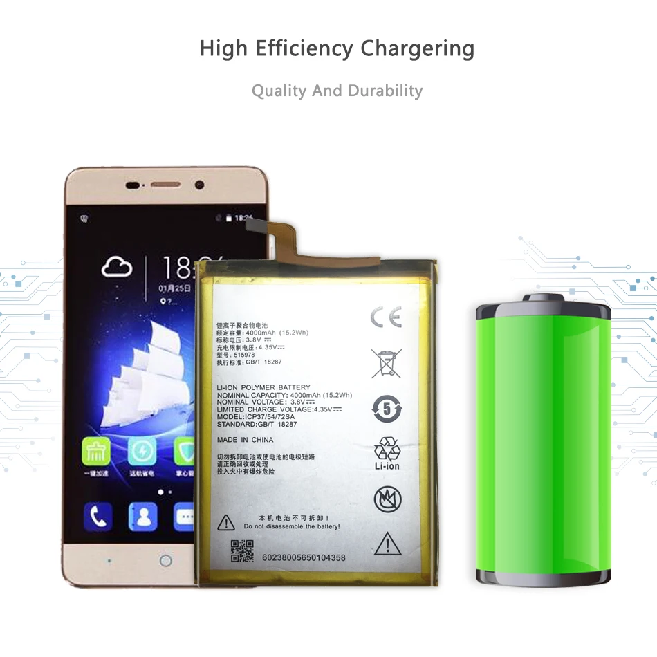 Аккумулятор 4000mAh E169 515978 для zte Blade X3 Q519T D2 A452 + бесплатный инструмент отслеживания