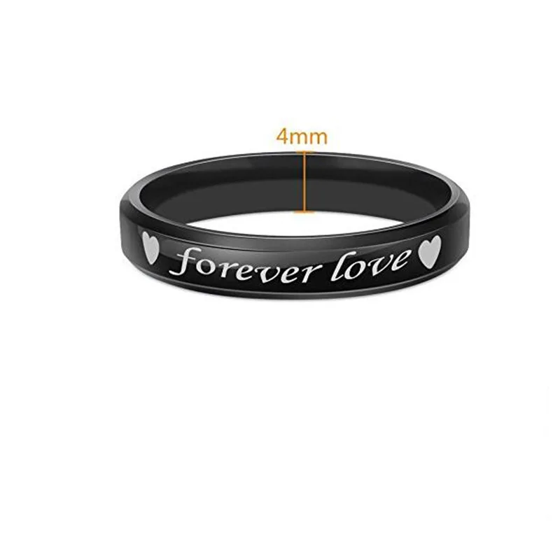 Нержавеющая сталь кольцо печи покрытием черный и белый с узором Forever LOVE COUPLE'S кольцо алиэкспресс Лидер продаж настраиваемый