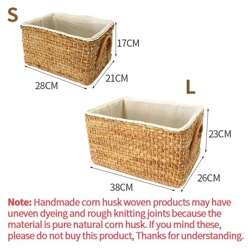 Hand-woven Storage Basket Laundry Wicker Baskets Corn Husk Sundries  Organizer Clothes Toys Storage Container Cesta Mimbre - Storage Baskets -  AliExpress