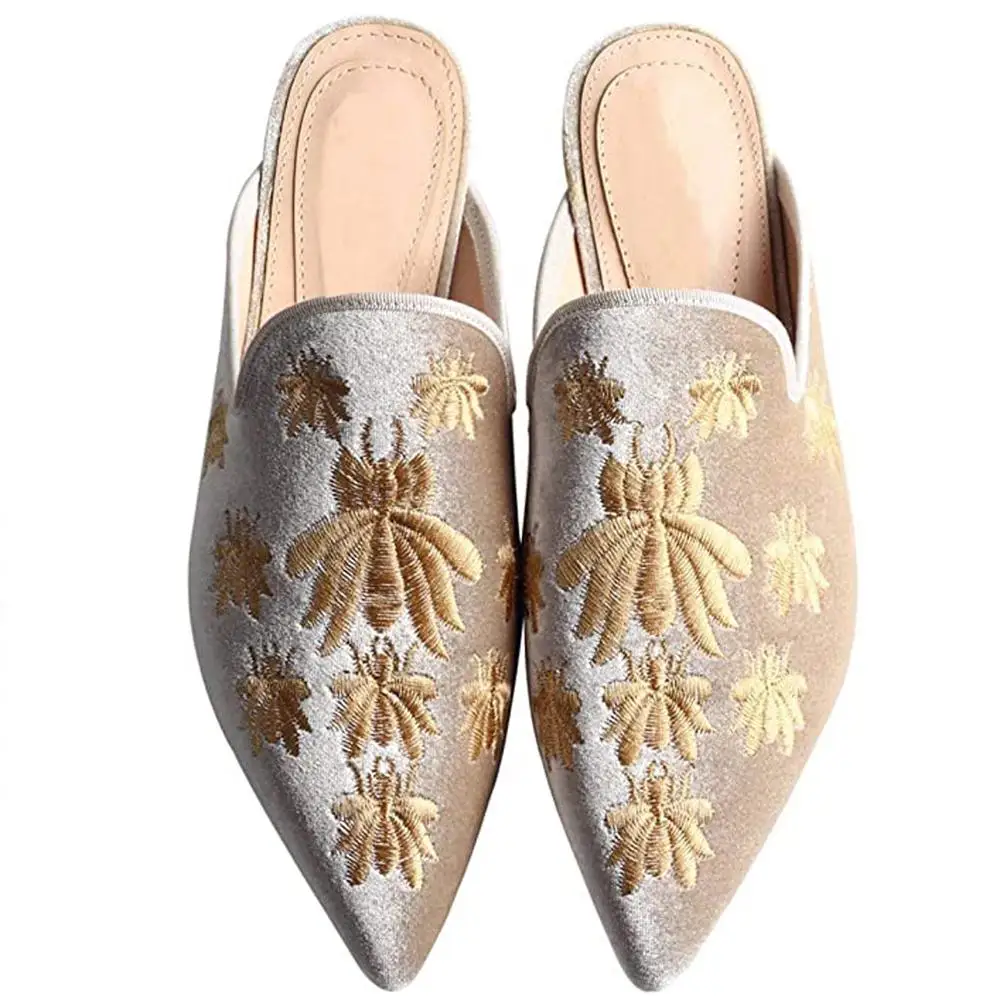 Lovirs Women's Velvet Backless Slip-On Loafers Comfortable