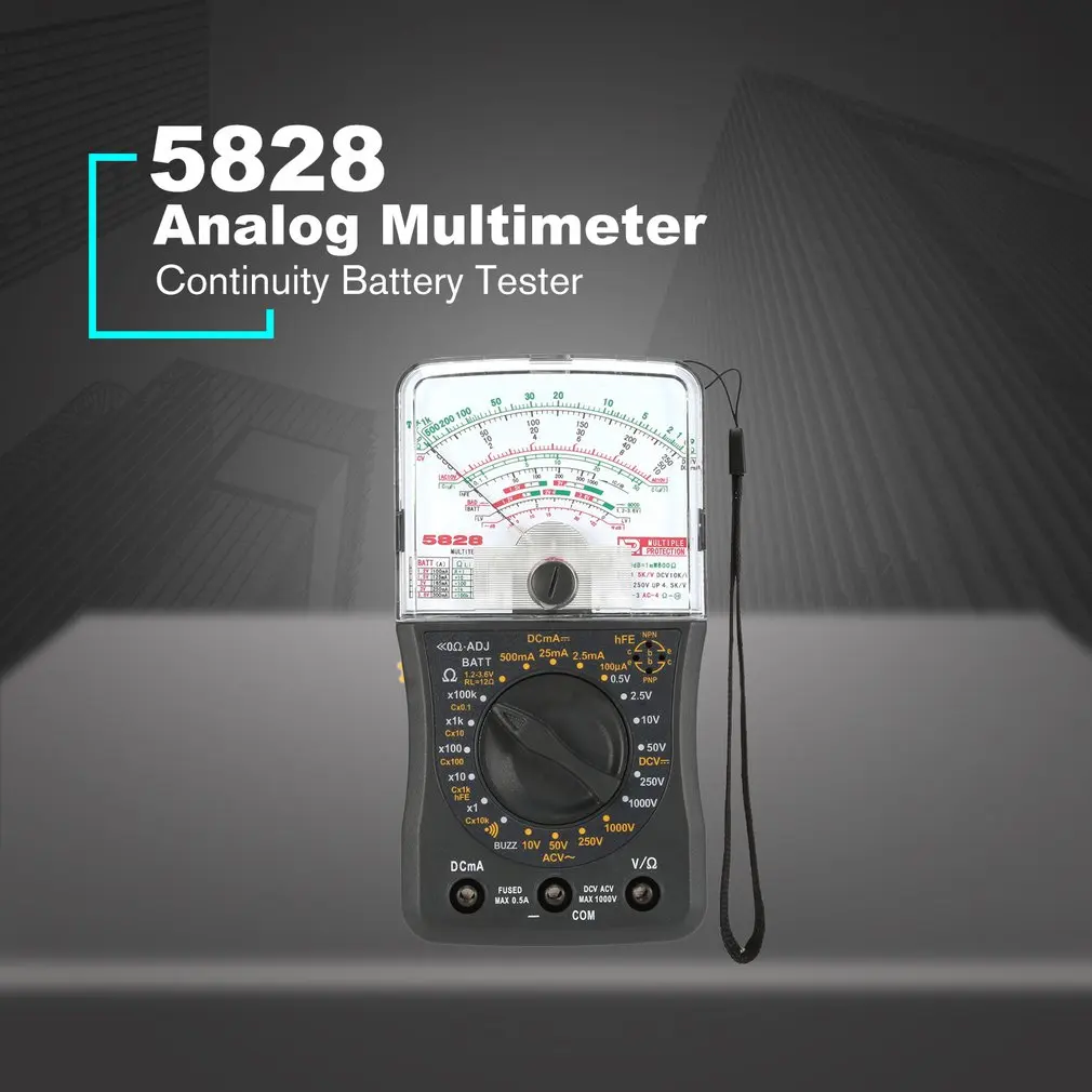 Mini Handheld Analog Multimeter AC/DC Voltmeter Ammeter Resistance Continuity Capacitance Battery dB Capacitance Tester