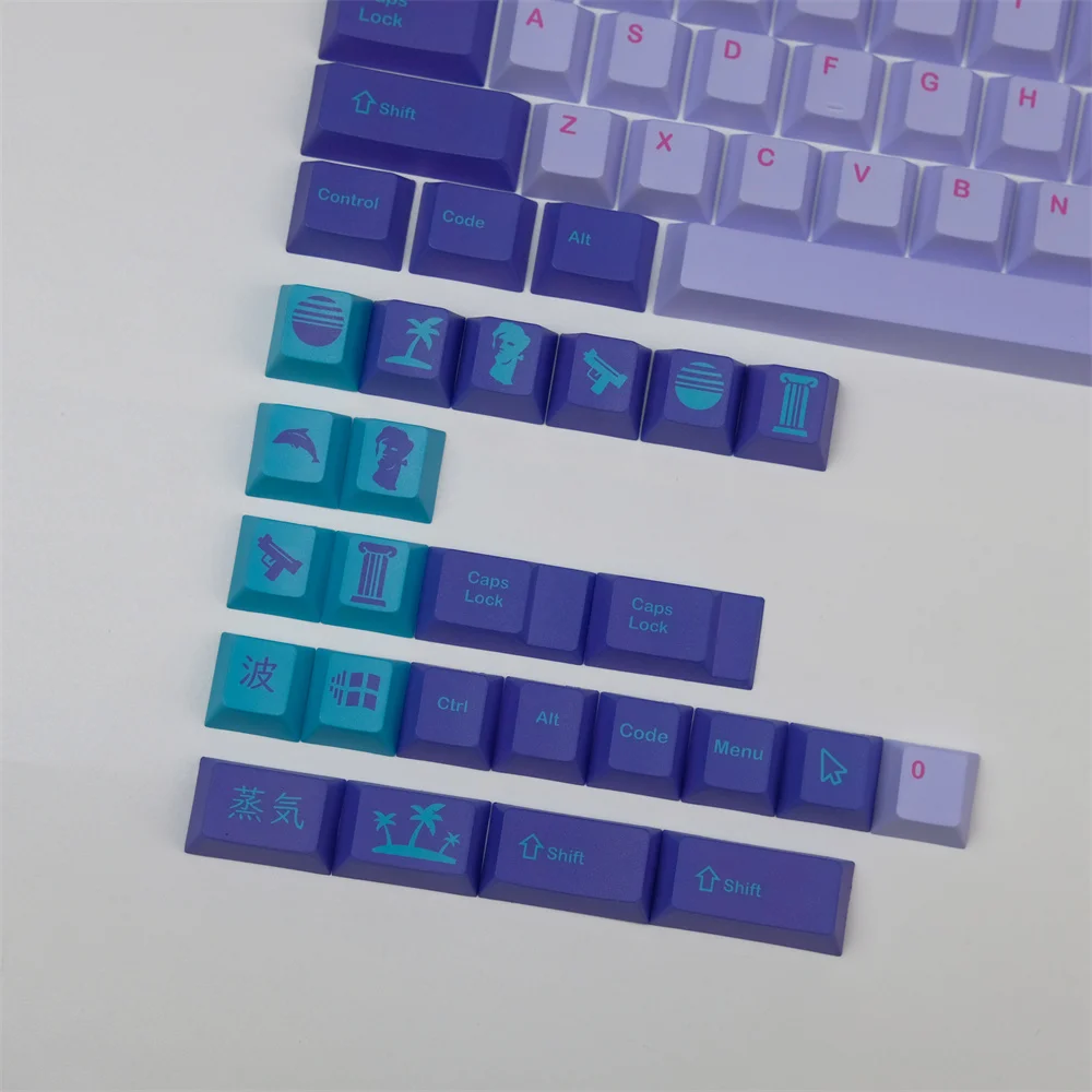 Gmk Vaporwave Keycap 128 Teclas Pbt Tintura-sublimação Teclados Mecânicos Chave Tampa Perfil Cereja para mx Switch Gh60 64 68 84 87 - Imagem 4