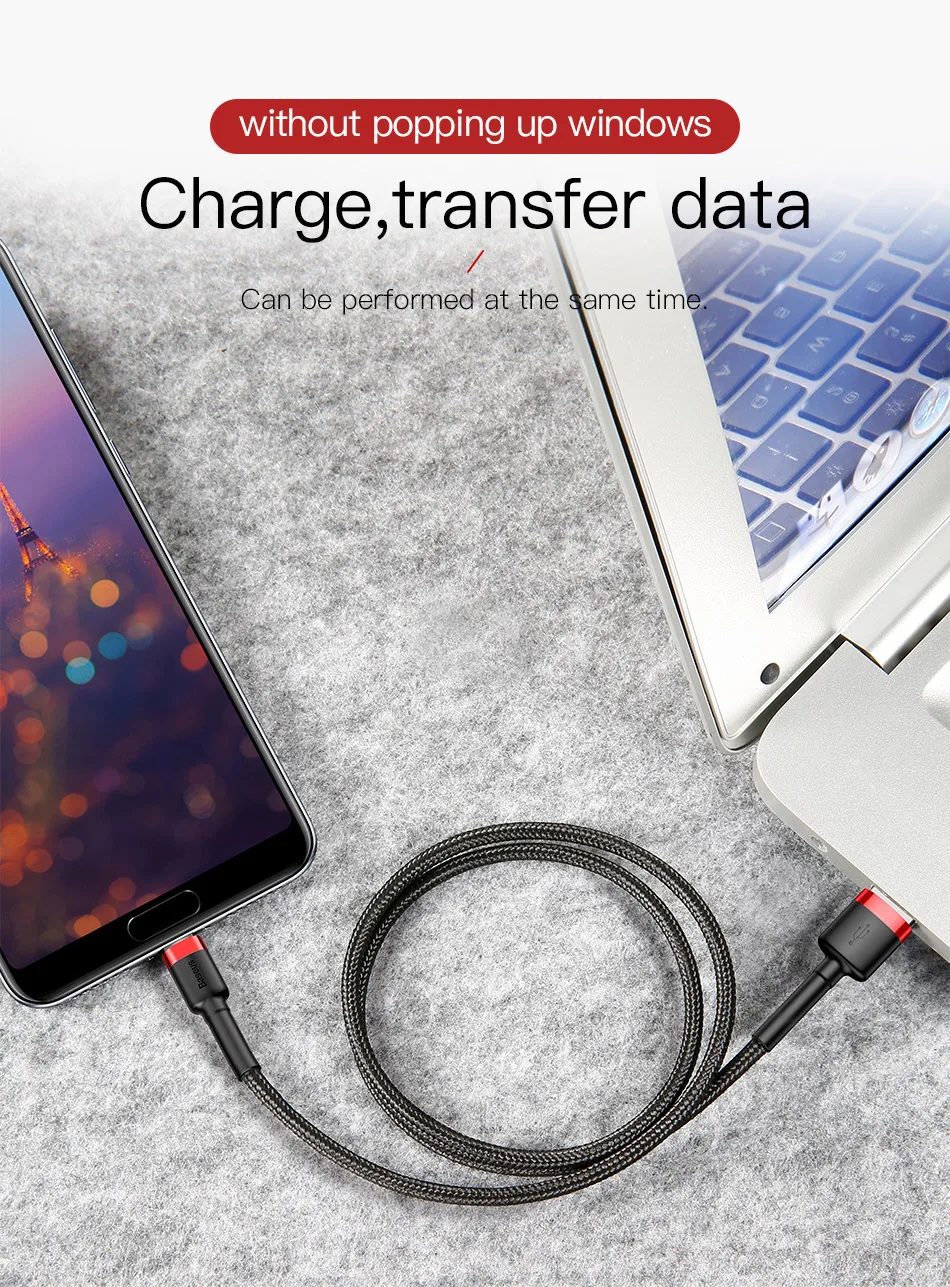 Baseus usb type-C кабель для samsung S10 S9 Quick Charge 3,0 кабель USB C Быстрая зарядка для huawei P30 Xiaomi USB-C провод зарядного устройства