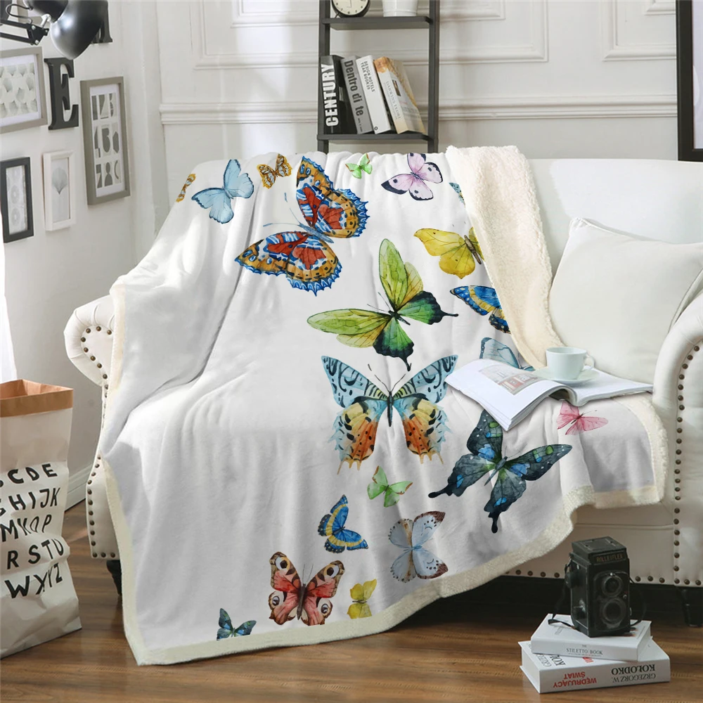 

Butterfly Fleece Blanket 3D Print Plush Throw Blankets for Kid Adult Thin Quilt
