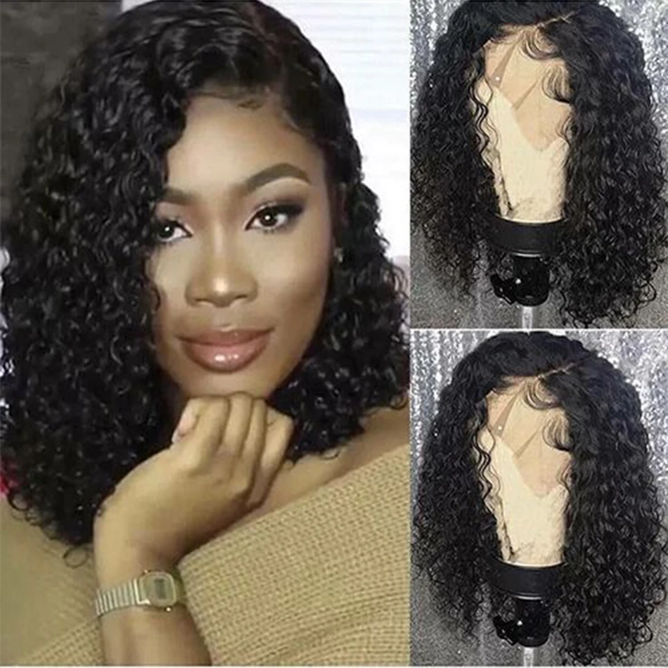 

Curly Lace Frontal Wigs 13x4 Short Bob Lace Front Wigs for Woman Brazilian Lace Front Bob wigs With Baby Hair Lace wigs "8-14"