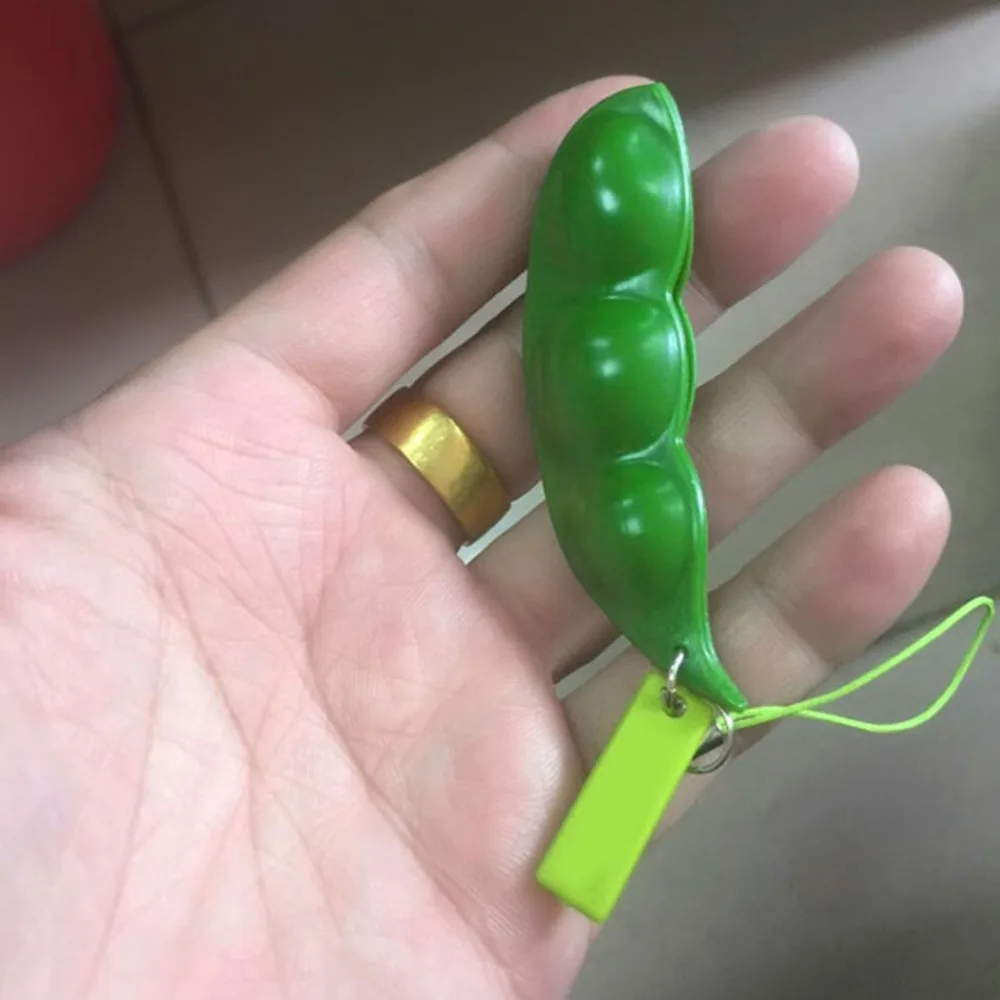 OCDAY Мини мягкая игрушка мягкая зеленая подвески в форме бобов антистрессовый шар Забавный Сжимаемый брелок-гаджет экструзионный горох Боб соевый боб