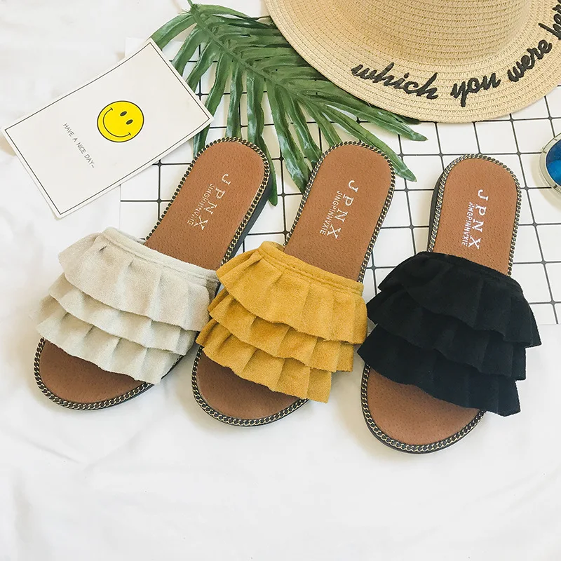

Women slippers Plus Size Flat Sandals Fashion Bowknot Summer Shoes Women Peep Toe Casual Shoes Buckle Strap Sandales Femme