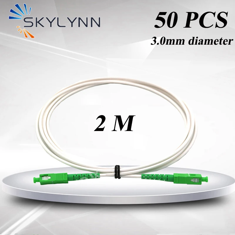 50 PCS 2 Meter SC/APC SM G657A2/G657B3 Fiber Optic Patch Cord, 3.0mm Diameter White Milky LSZH Jacket Optical Fiber Jumper npc rj45 patch cord category 6a s ftp lszh 2 m white