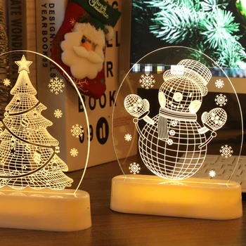 

1PC Xmas 3D Night Lamp Decor Snowman Layout Star Lamp Decor (White No Battery)