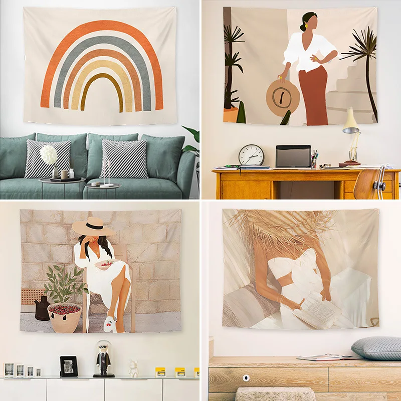 

Простой и свежий настенный гобелен хиппи спальня гобелен для домашнего декора в стиле бохо, декоративный коврик для занятий йогой лист