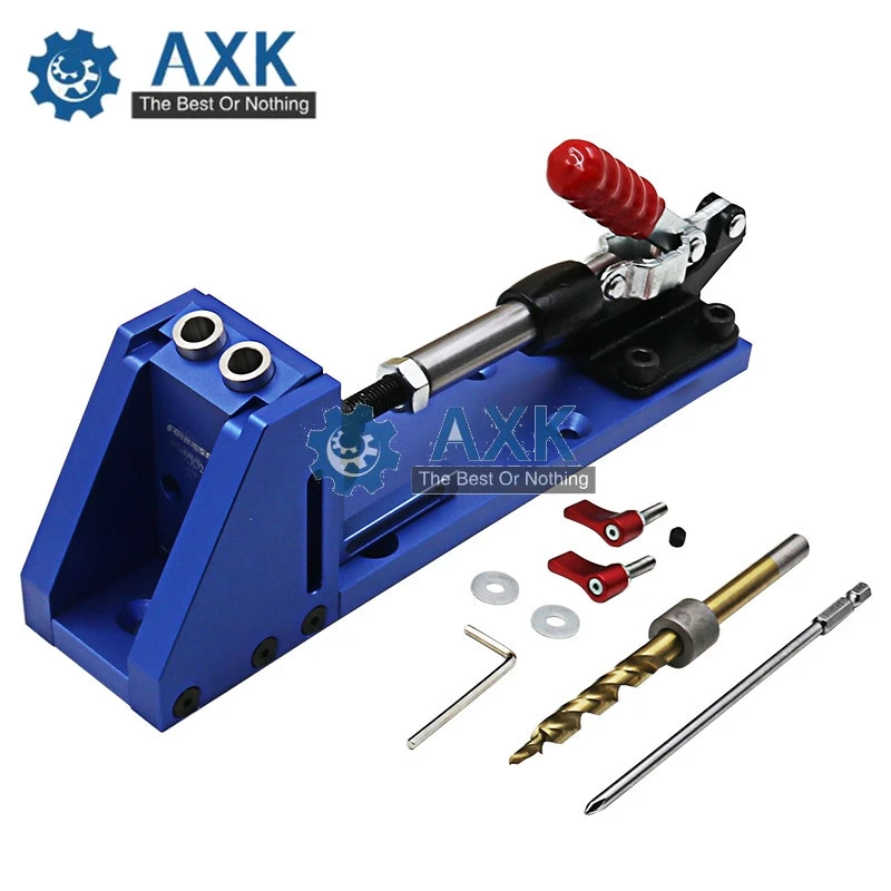 

Woodworking Guide Carpenter Kit System inclined hole drill tools clamp base Drill Bit Kit System Pocket Hole Jig Kit LT-187