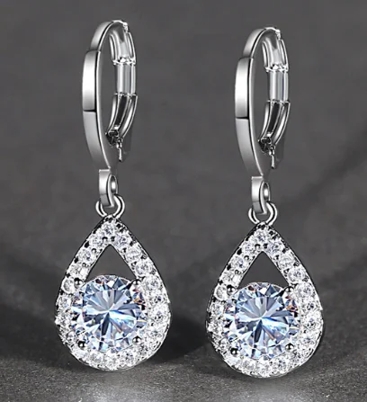 

UXN323 Glitter Earring 925 Sterling Silver Zirconia stone Female Engagement Jewelry