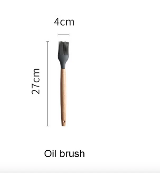 Силиконовые кухонные инструменты Наборы для приготовления пищи суповая ложка лопатка антипригарная лопата с деревянной ручкой специальная термостойкая конструкция - Цвет: oil brush