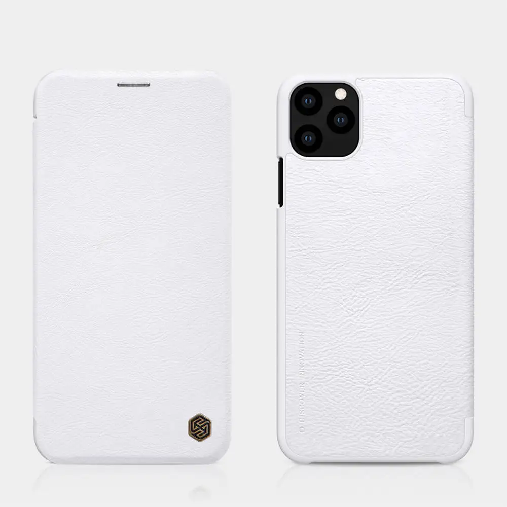 White Кожаный флип-чехол Nillkin Qin с карманом для карт, Ультратонкий чехол для Apple iPhone 11 Pro Max XS X XR 7 8 Plus - Цвет: White