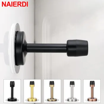 NAIERDI Stainless Steel Door Stops Wall Mounted Door Stopper Rubber Holder Catch Floor Fitting With Screws Bedroom Home Hardware