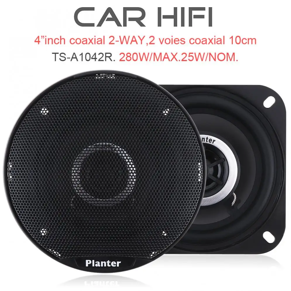 

TS-A1042R 2pcs 4 Inch 280W Car HiFi Coaxial Speaker Vehicle Door Auto Audio Music Stereo Range Frequency Speakers for Cars