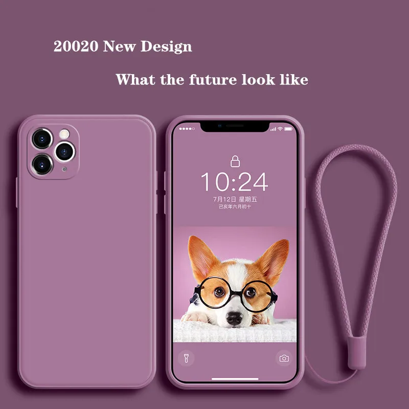 Flash Sale Funda de silicona líquida para iPhone, carcasa protectora de lujo con correa para iPhone 11 Pro Max 12 XS MAX XR X 7 8 6S PLUS SE2 2020 zOK8MwbmV
