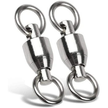 

50 Pcs Ball Bearing Swivel Joint High Strength Stainless Steel Solid Welded Ring Barrel Rotating Saltwater Freshwater