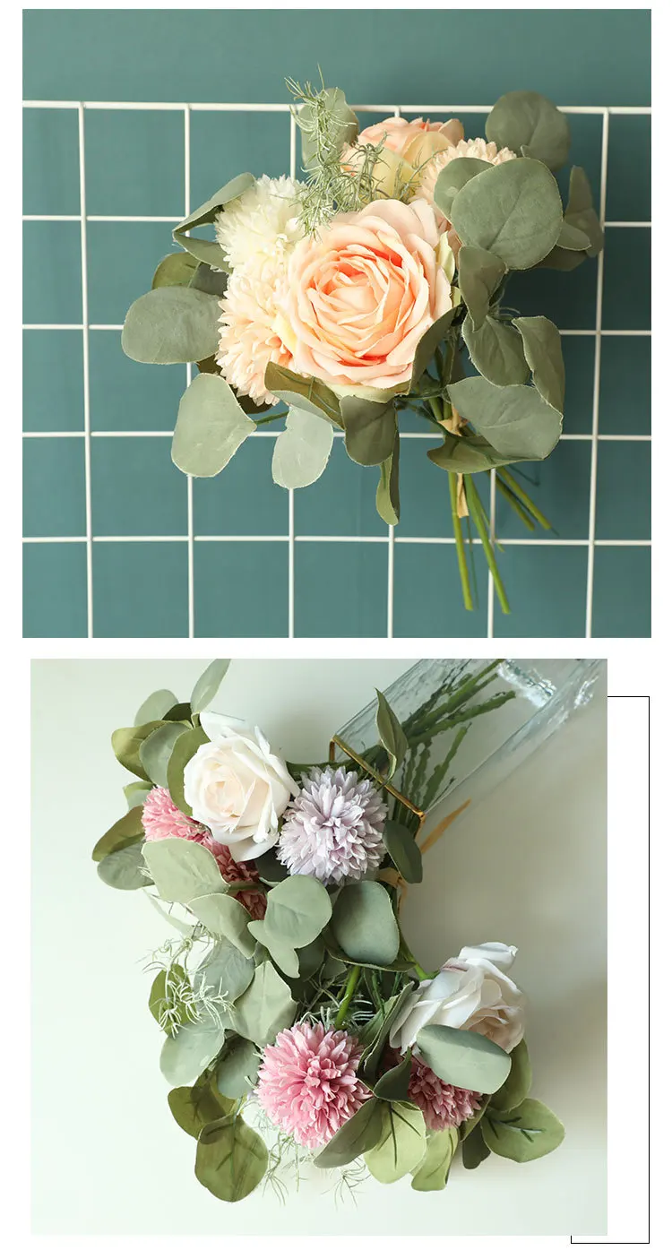 JAROWN Artificial Roses Bouquet Simulation Plants Fake Flowers Wedding Bridesmaids Holding Flowers Home Decorations (14)