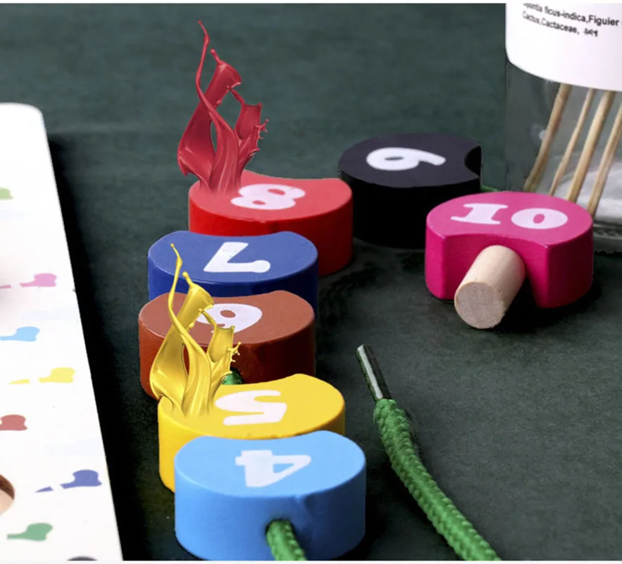 Numbers Math Toy Threading Caterpillar Develop Intelligence Learn Counting Mathematics Teaching Aids Kids Wooden Montessori Toy