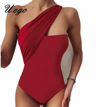 

Uego One Shoulder High Waist Mujer Biquini One Piece Women Swimsuit Sexy Bikini Lady Swimwear Beachwear Swim suits Bathing Suits