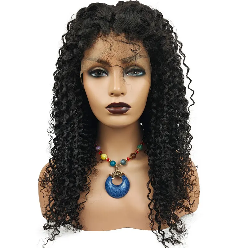 Frente do Laço Perucas de Cabelo Perucas para Preto Kinky Encaracolado Humano Arrancadas Cabelo Remy Brasileiro Água 13x1 Pré 2 Apliques e perucas