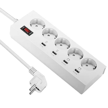 

Electrical Socket EU Plug Power Strip 4 AC EU Plug Outlet 5V 2.4A 6USB Charging Power Board 1.8M Extension Cord