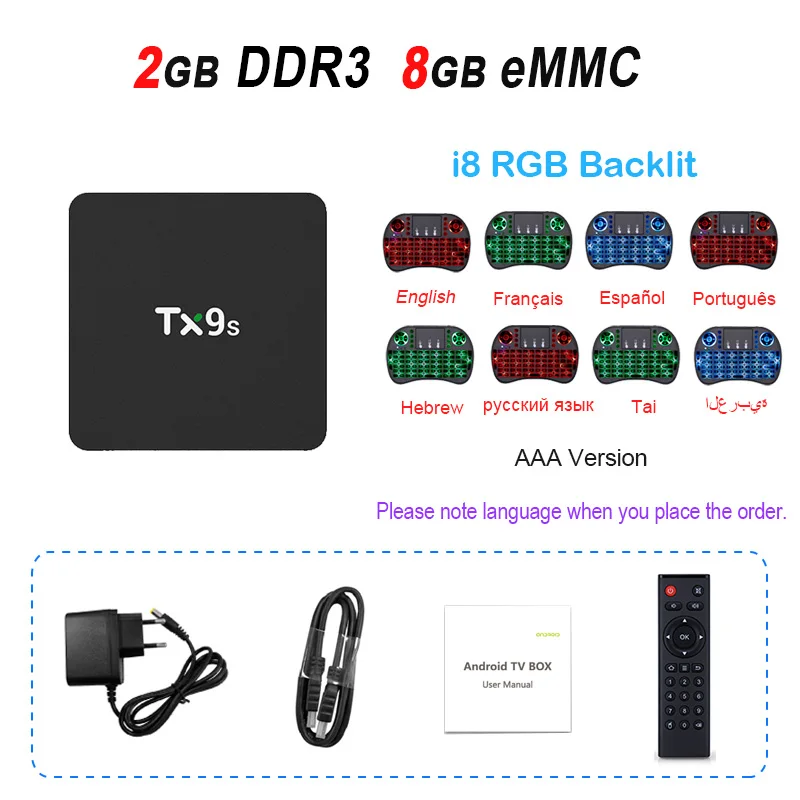 2GB 8GB i8rgb TX9s Смарт ТВ приставка Amlogic S912 Восьмиядерный Android 7,1 ТВ приставка 2 Гб ОЗУ 8 Гб ПЗУ 2,4 ГГц Wifi 4K 1000M LAN медиаплеер телеприставка - Цвет: 2GB 8GB i8rgb