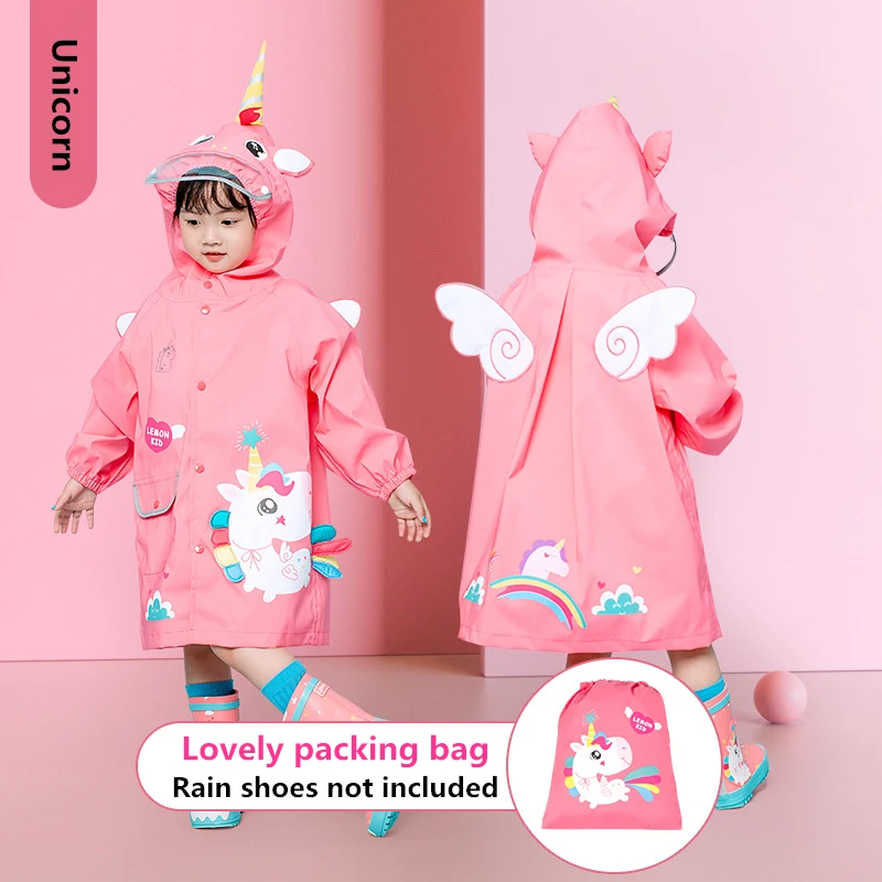 Children Thicken Waterproof Rainwear Kids 3D Solid Printing Rain Coat Unicorn Dinosaur Raincoat for Girls Boys Waterproof Poncho