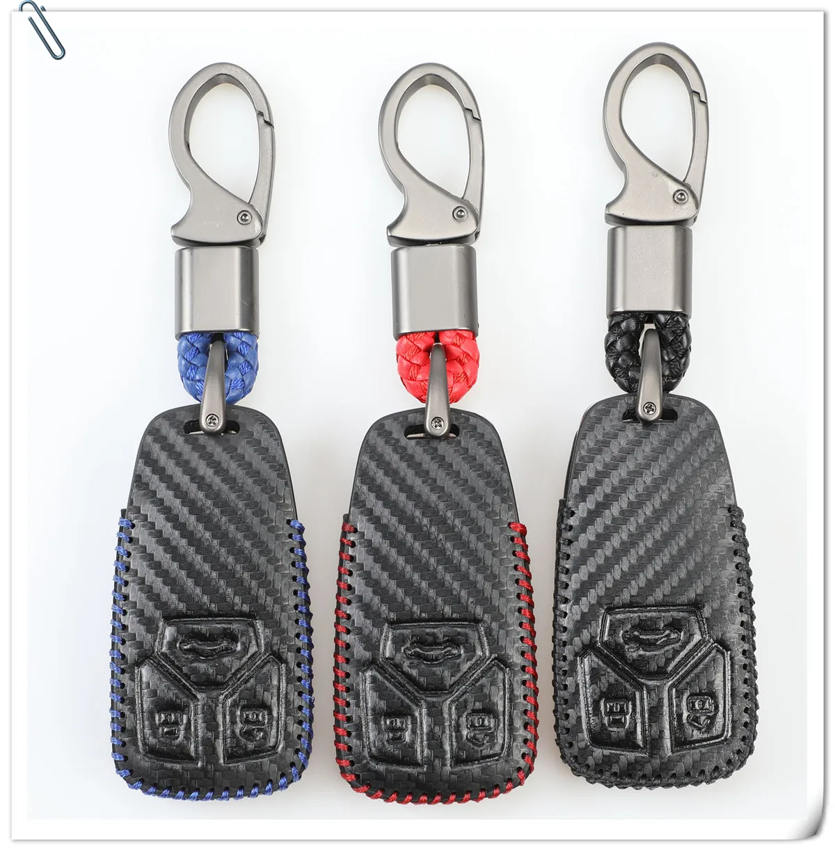 Keyforkess nuova custodia protettiva per chiave in pelle in fibra di carbonio per AUDI A4 B9 Q5 Q7 TT TTS 8S 2016 2017 Smart Remote Keyless Car Styling - H5d059b16c0da491bb2eee2eaecfd8758I