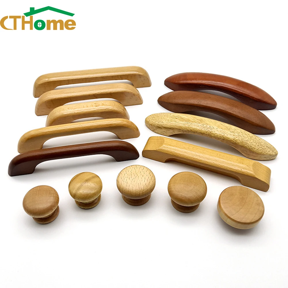 High Quality Wood Handles for Drawer,Bedroom Wardrobe Bedside Cabinet Pull Furniture Door Smooth Knob Cupboard Desk