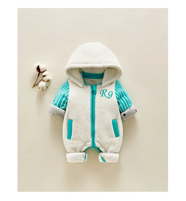 IYEAL Winter Warm Baby Girl Clothes New born Rompers Baby Boys Jumpsuits Thicken Hooded Kids Infant Overalls